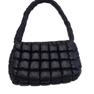 Antik Kraft Shoulder Bag Black Vegan Leather Quilted Puffer Bag NEW